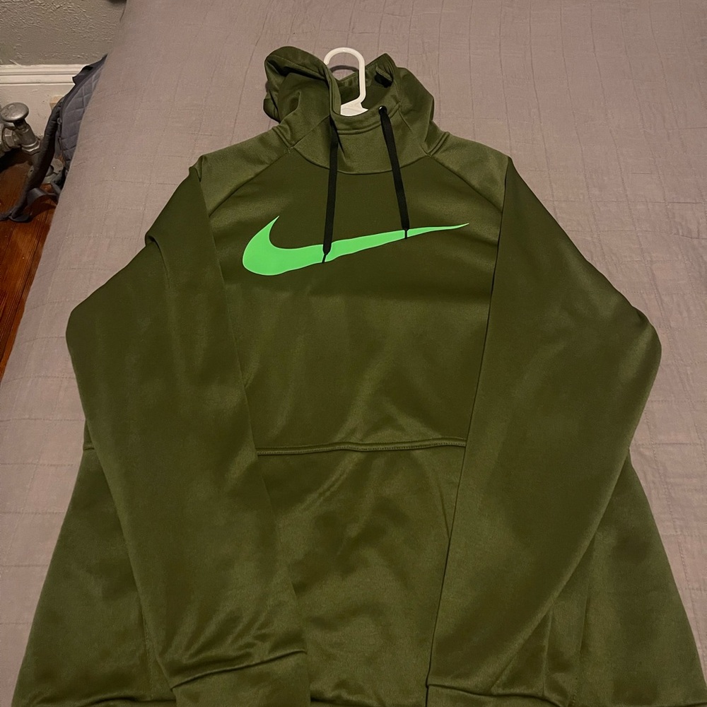 Nike Forest Green Hoodie with Neon Green Logo